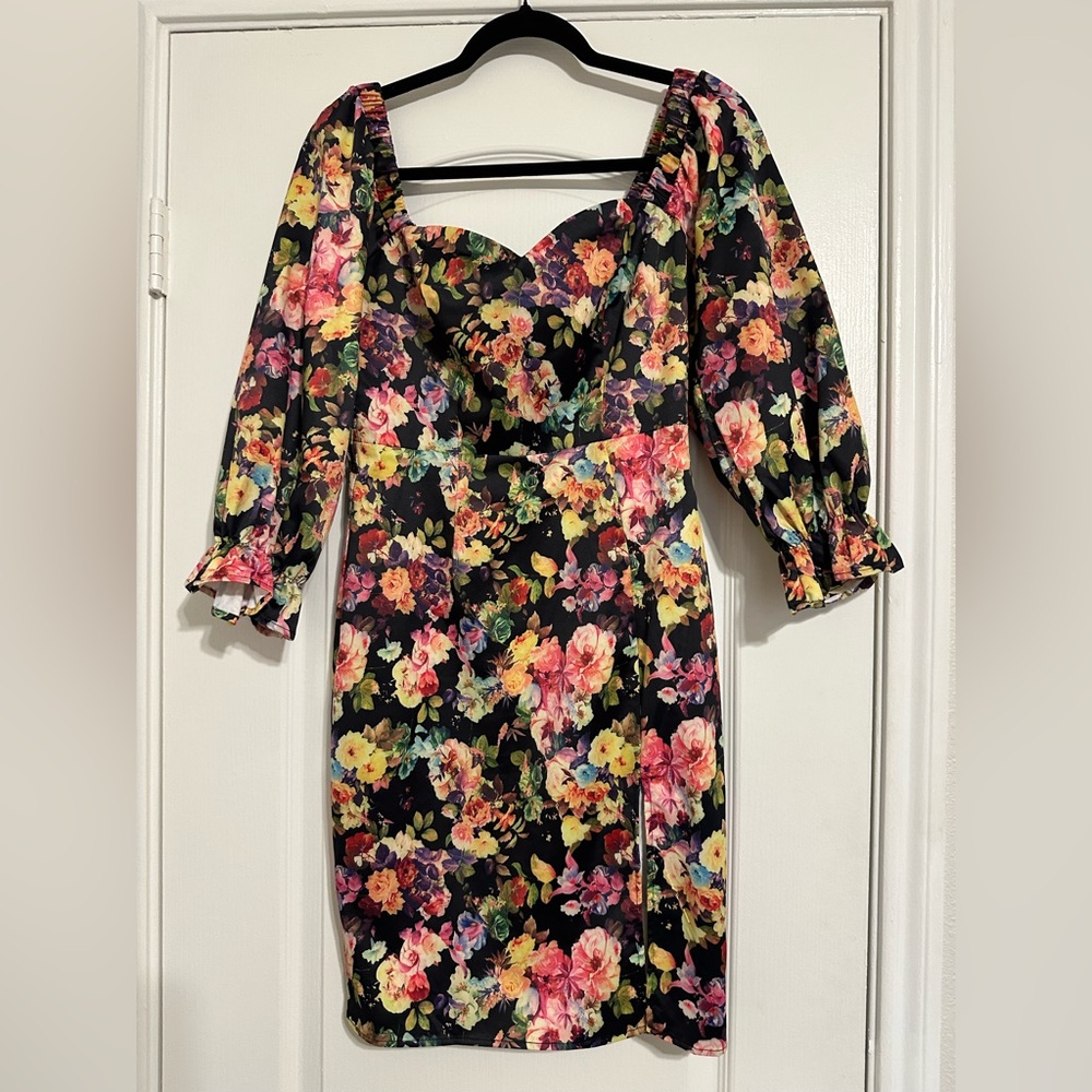 Floral Black Dress